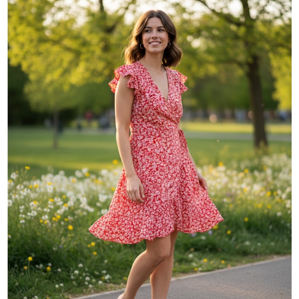 Abercrombie & Fitch Red Floral Mini Dress